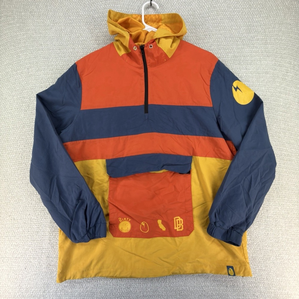DirtyBird Records Hooded Anorak Jacket Men's XL Colorblock Windbreaker 1/2 Zip